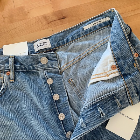 Citizens of Humanity Charlotte Jeans Straight Leg Crop Distressed Demin Size 29 - Picture 5 of 10
